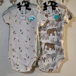 Carter's Cream and Gray Animal Print Bodysuits